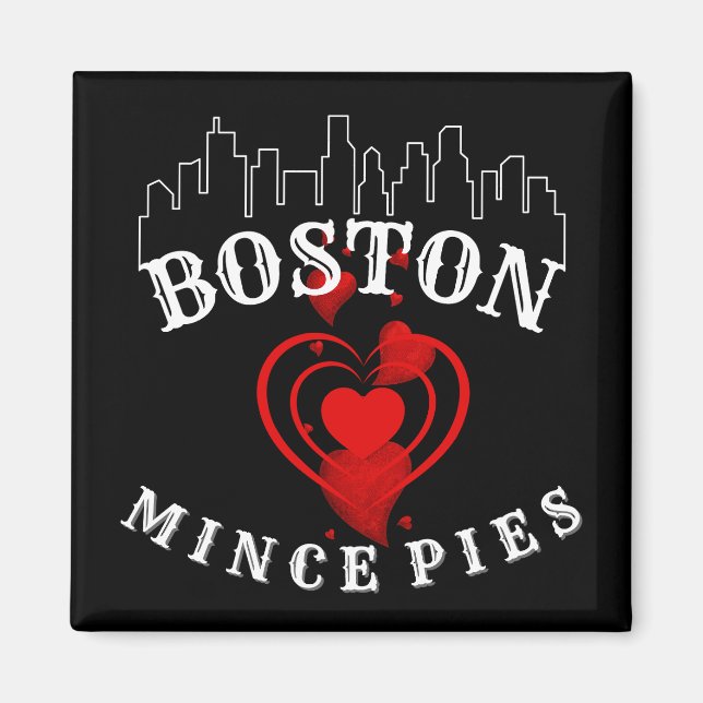 Boston Kärlek Mince Paj Cityscape Magnet (Framsidan)