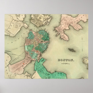 Boston Karta - 1838 Poster