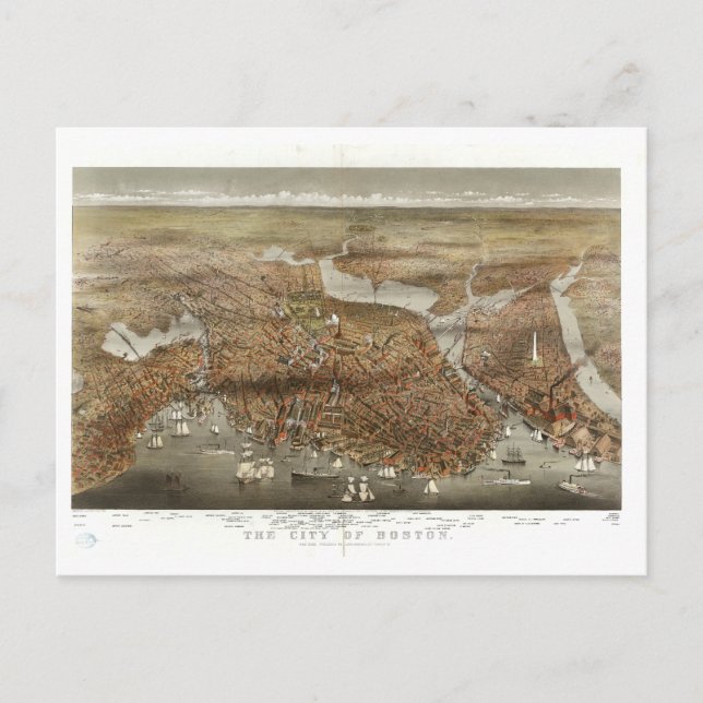 Boston Karta 1898 Vykort (Framsida)