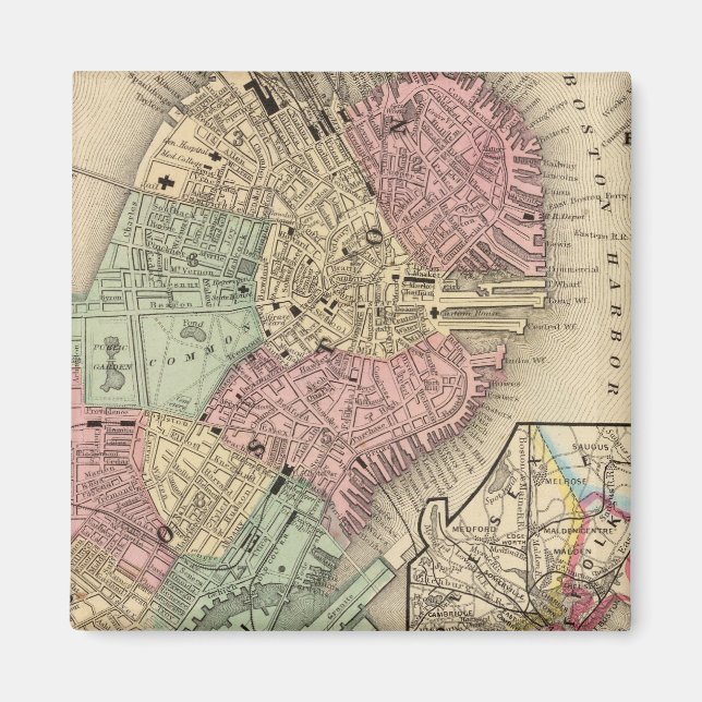 Boston Karta av Mitchell Magnet (Framsidan)