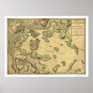 Boston Karta hamn 1775 Poster