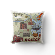 Boston Karta Kreativ Illustration Dekorativ kudde