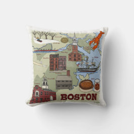 Boston Karta Kreativ Illustration Dekorativ kudde
