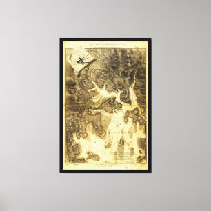 Boston Karta-planen av Henry Pelham (1775-1776) Canvastryck