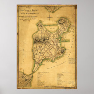 Boston Karta stadsplan (1775) Poster