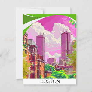 Boston konsttryck, Resa affisch, vykort, Vägg de Vykort