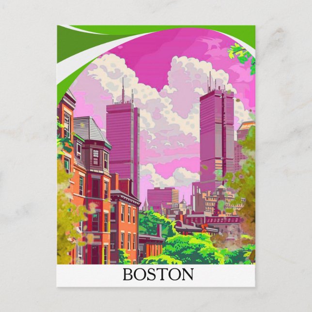Boston konsttryck, Resa affisch, vykort, Vägg de Vykort (Framsida)