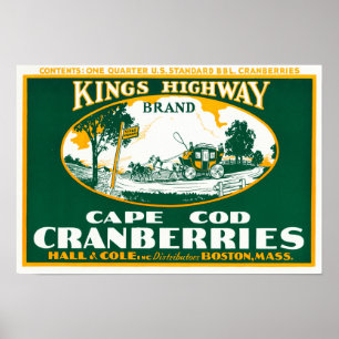 Boston Kung Highway Brand Cranberry Label Poster