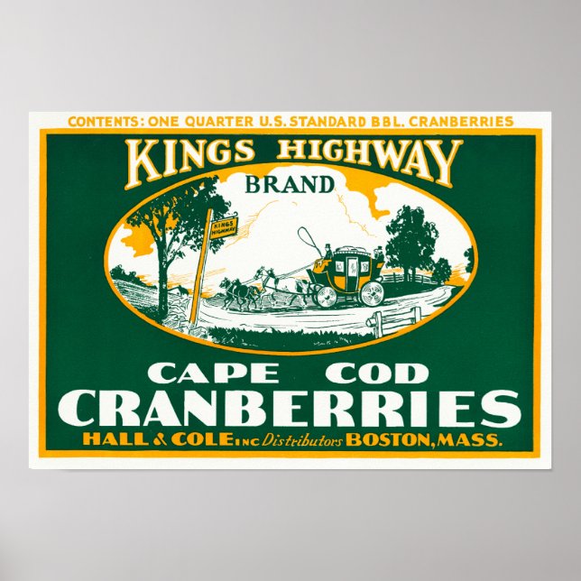 Boston Kung Highway Brand Cranberry Label Poster (Framsidan)