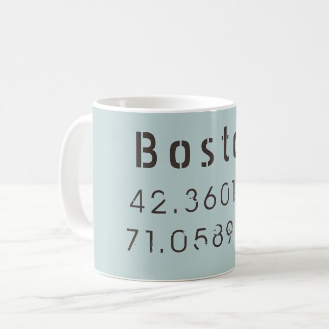 Boston Latitude & Longitud Kaffemugg (Framsida vänster)