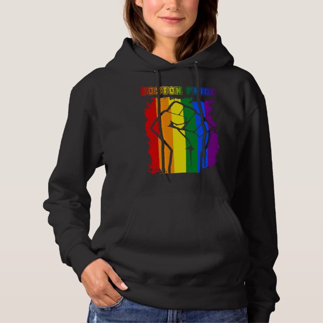 Boston LGBT Pride Month LGBTQ Rainbow Flag Gay Les T Shirt (Framsida)