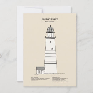 Boston Light Lighthouse - Massachusetts - SBD Anteckningskort