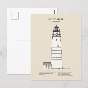 Boston Light Lighthouse - Massachusetts - SBD Vykort