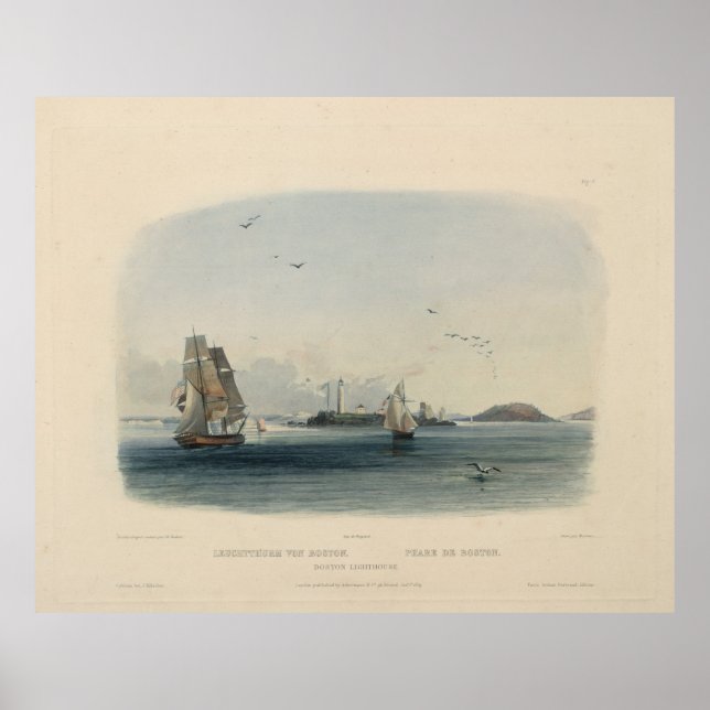 Boston Lighthouse: Historik Karl Bodmer Print Poster (Framsidan)