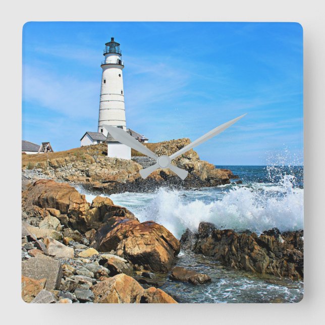 Boston Lighthouse, Massachusetts Fyrkantig Klocka (Framsida)