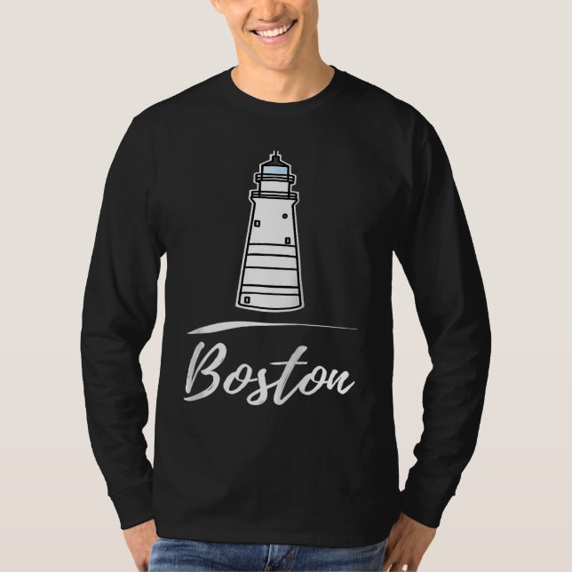 Boston lighthouse Massachusetts Raglan Baseball T Shirt (Framsida)