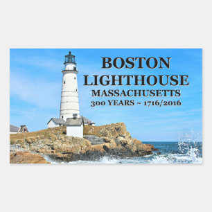 Boston Lighthouse, Massachusetts Rektangulärt Klistermärke