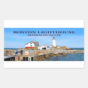 Boston Lighthouse, Massachusetts Stickers Rektangulärt Klistermärke