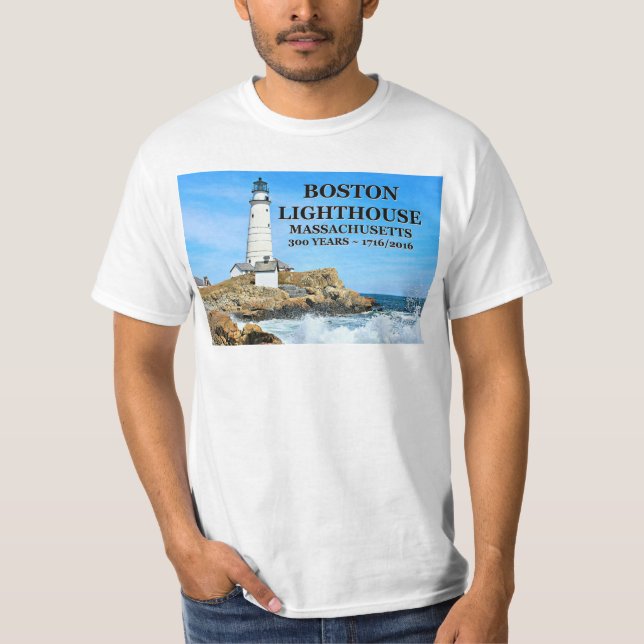 Boston Lighthouse, Massachusetts Tee Shirt (Framsida)