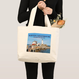 Boston Lighthouse, Massachusetts Tote Bag Jumbo Tygkasse