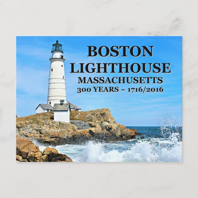 Boston Lighthouse, Massachusetts Vykort (Framsida)