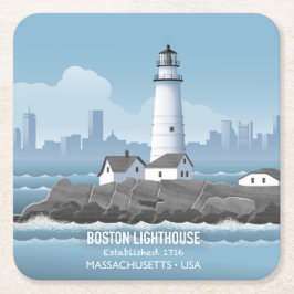 Boston Lighthouse Underlägg Papper Kvadrat
