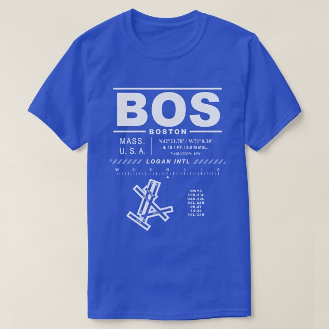 Boston Logan Int'l Airport BOS T-Shirt (Design framsida)