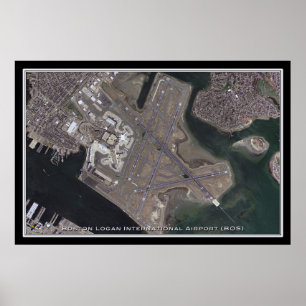 Boston Logan Intl Airport Satellite Karta Poster