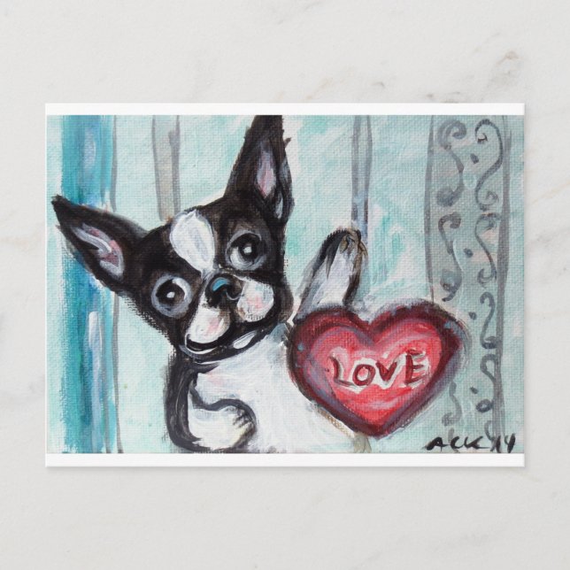 Boston Lycklig Heart Vykort (Framsida)