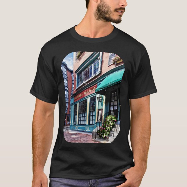 Boston MA North End Restaurang T Shirt (Framsida)