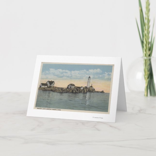 Boston MABoston fyr på den Boston hamnen Kort (Framsida)