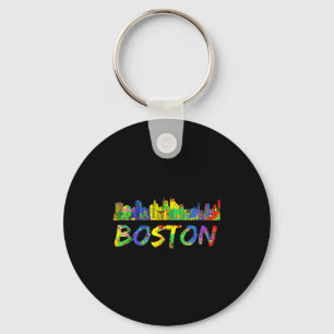 Boston Machusetts T-Shirt Stadssiluett Målning Vin Nyckelring