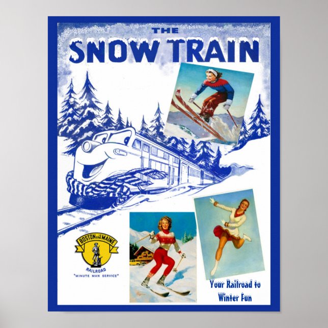 Boston & Maine Railroad Snö Tåg Travel Poster (Framsidan)