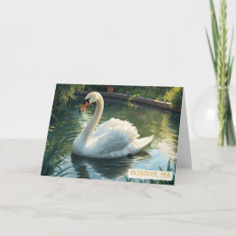 Boston, Mass. Public Garden Swan Greeting Card Kort