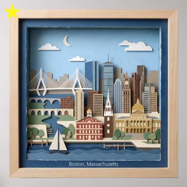 Boston Massachusetts America Layered Paper Art Poster (Skapare uppladdad)