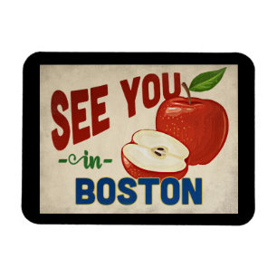 Boston Massachusetts Apple - Vintage resor Magnet