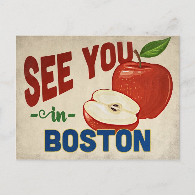 Boston Massachusetts Apple - Vintage resor Vykort (Framsida)