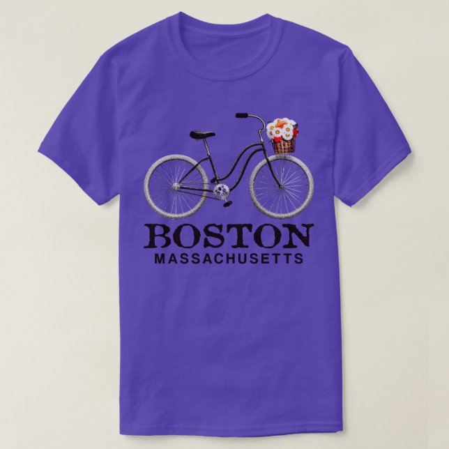 Boston Massachusetts Bike Flowers Basket Summer Tr T Shirt (Design framsida)