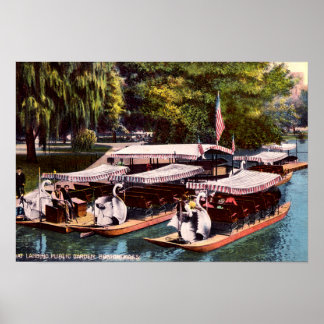 Boston Massachusetts Boat Landing, Public Garden Poster
