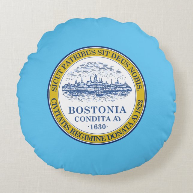 Boston (Massachusetts) City flagga Rund Kudde (Framsidan)