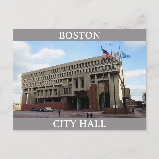 Boston Massachusetts City Hall Travel Vykort (Framsida)