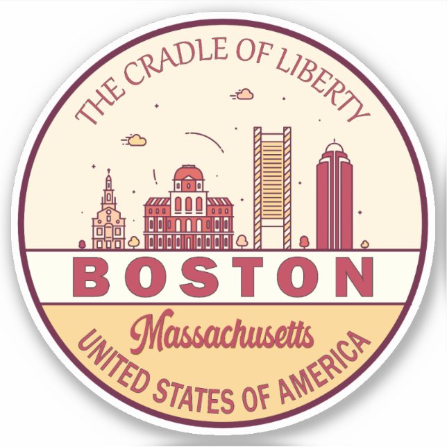 Boston Massachusetts City Skyline Emblem Klistermärken (Framsida)