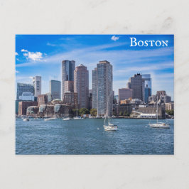 Boston Massachusetts City Skyline Harbour Travel Vykort