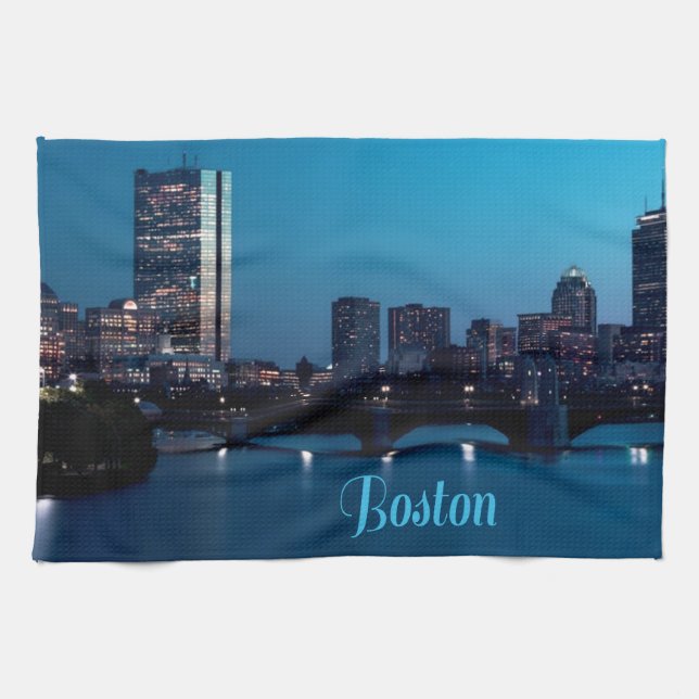 Boston Massachusetts City Skyline Kökshandduk (Horisontell)