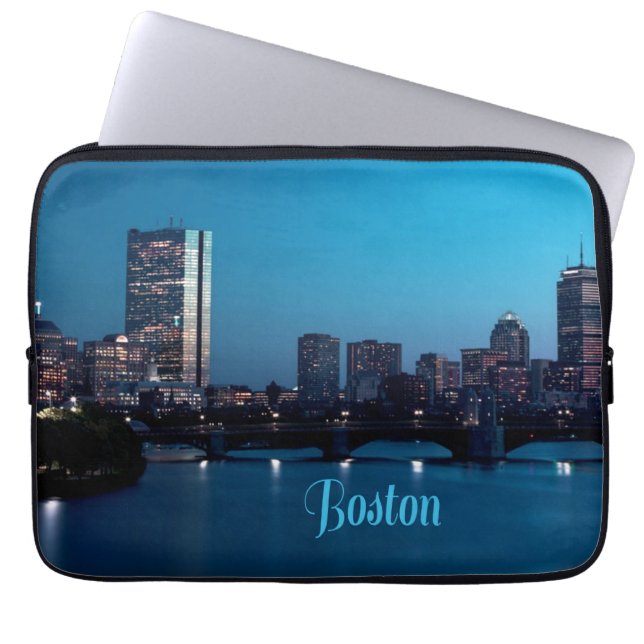 Boston Massachusetts City Skyline Laptop Fodral (Framsidan)