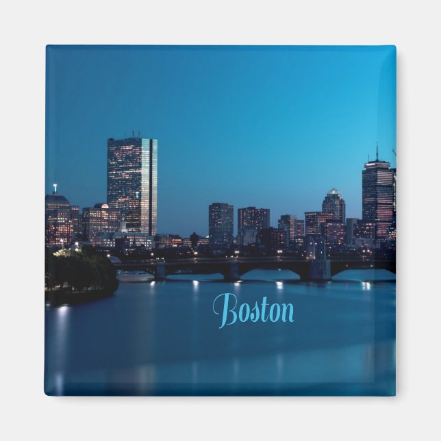 Boston Massachusetts City Skyline Magnet (Framsidan)