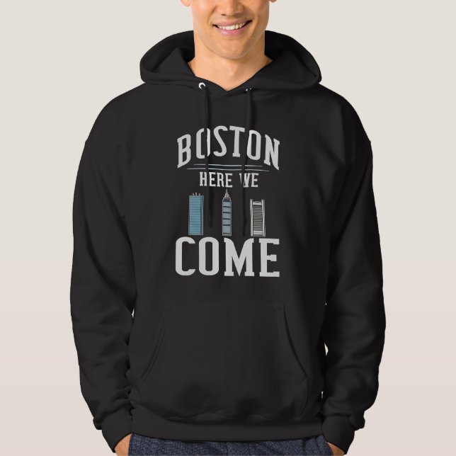 Boston Massachusetts City Skyline Map Travel Hoodie (Framsida)