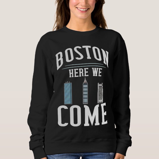 Boston Massachusetts City Skyline Map Travel T Shirt (Framsida)