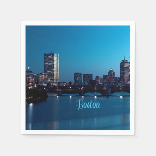 Boston Massachusetts City Skyline Pappersservett (Framsidan)