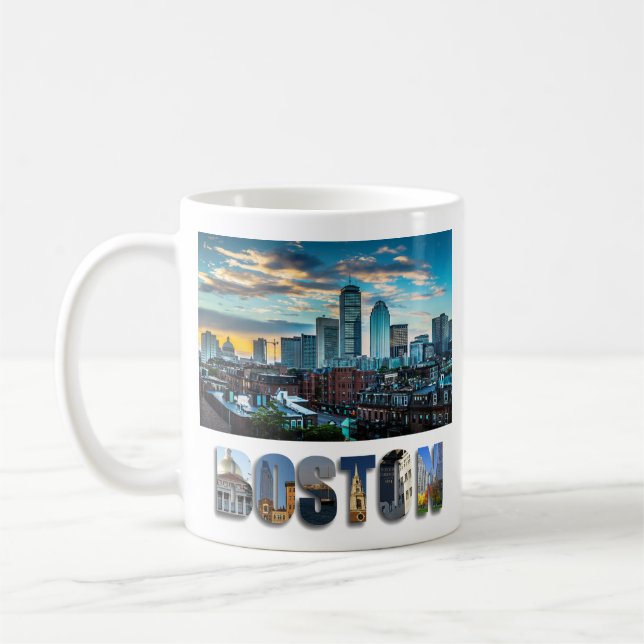 Boston Massachusetts City Skyline Travel Photo Kaffemugg (Vänster)